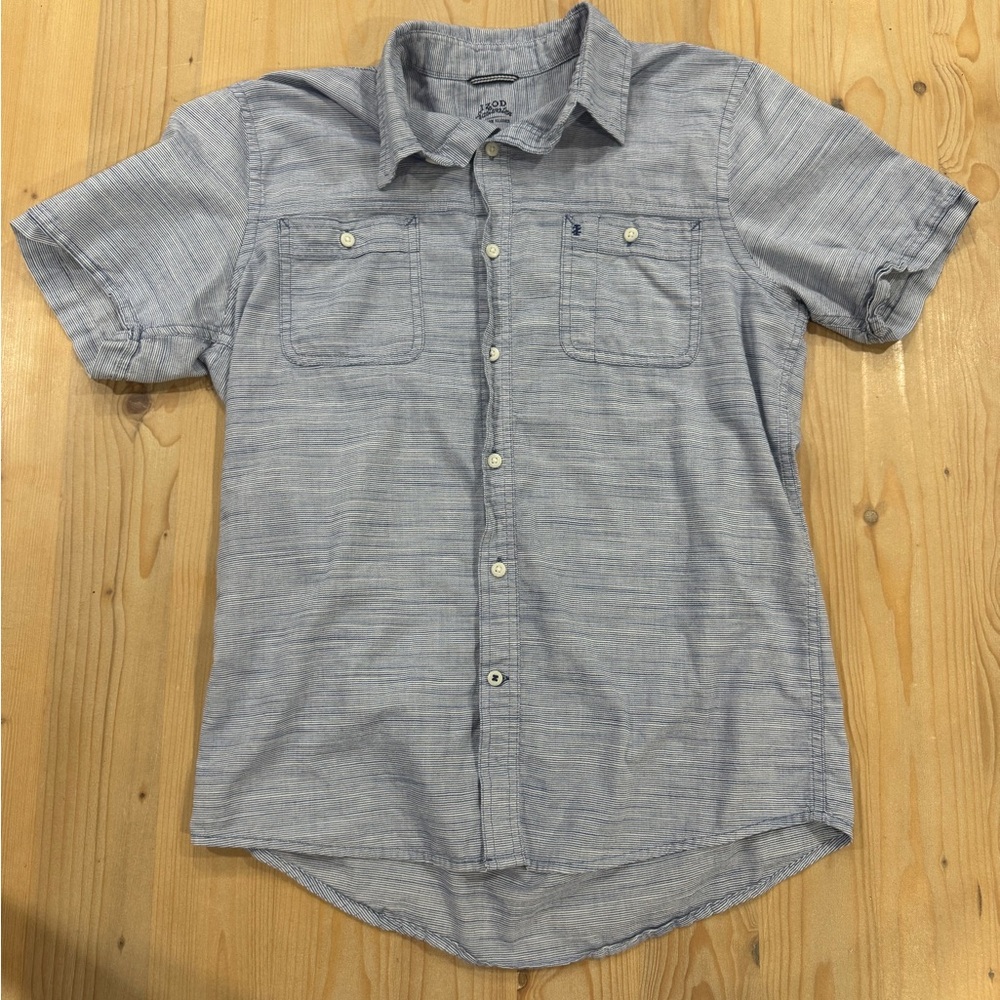 Izod Light Blue Casual Button Down Shirt